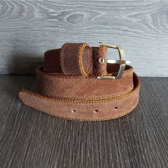 r. phillips Vintage Brown Suede Belt Medium/Large - Picture 1 of 6